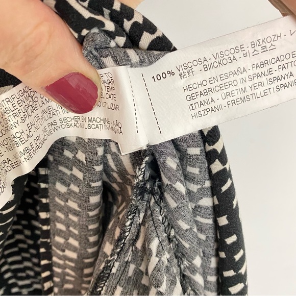 Zara Colorblock Dress Womens Size Small Sleeveless Black White Geometric Pockets - Picture 7 of 9